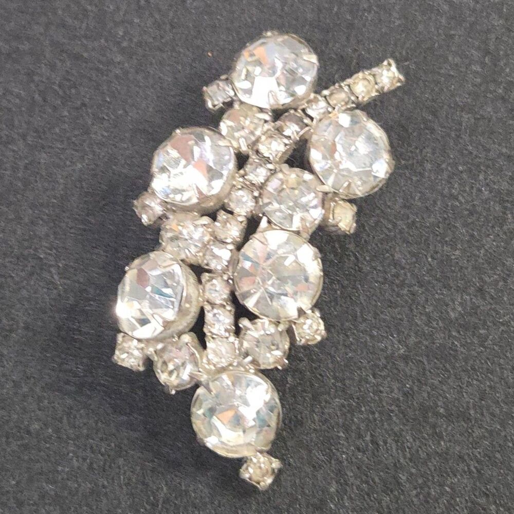 Vintage Clear Rhinestone Chunky Brooch